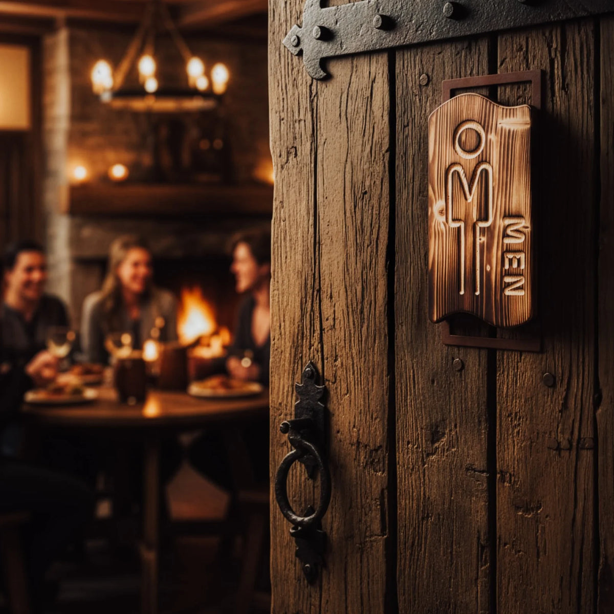 Holz-WC-Schild „Men“ – Ansicht 2